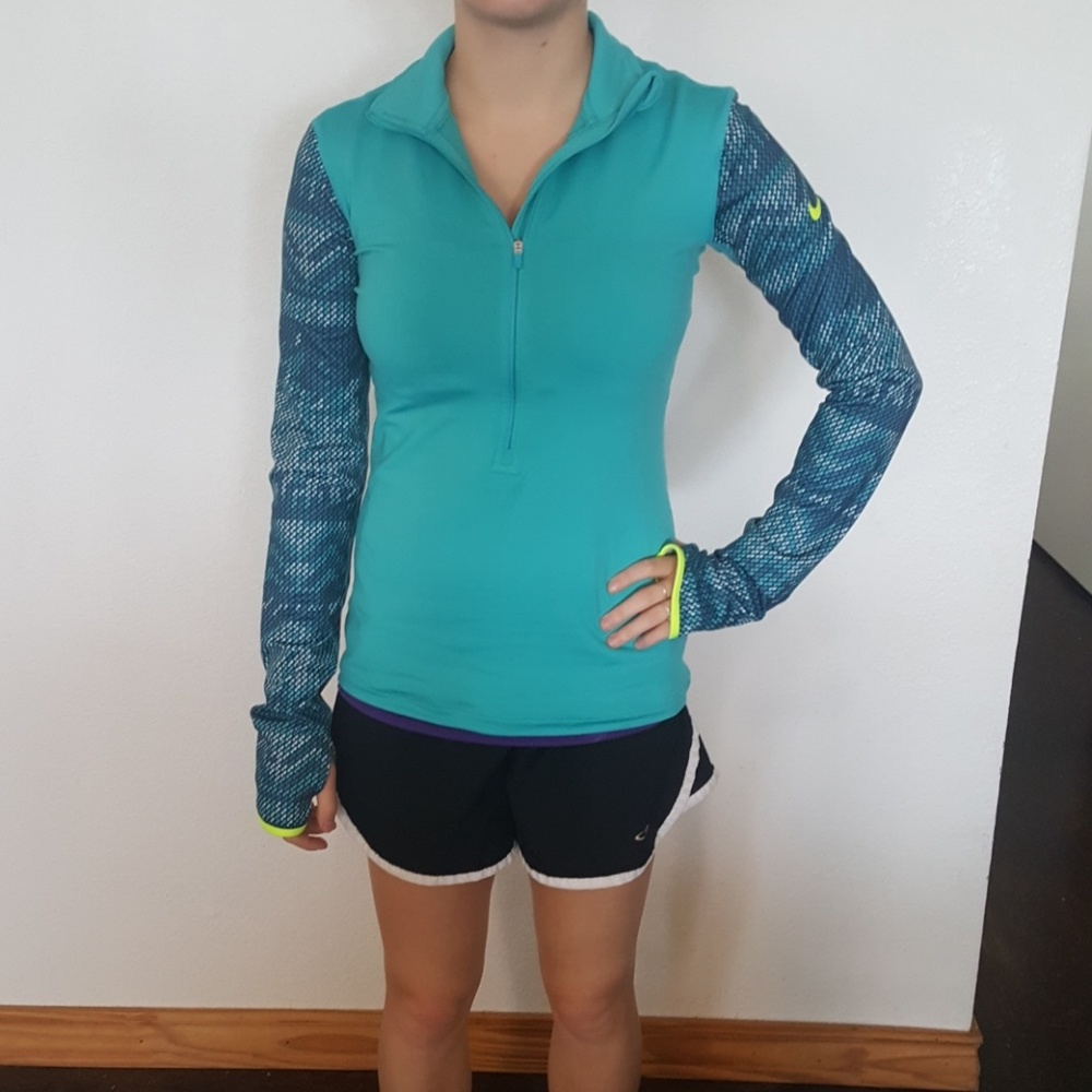 Nike Women's Pro Dri-Fit Teal Half Zip Top
